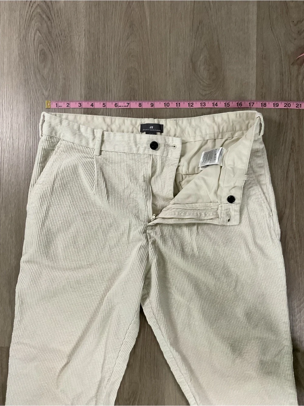 H&M Men's Cream Corduroy Chinos Size 34